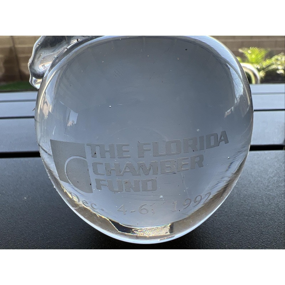 Crystal Apple Paperweight - The Florida Chamber Fund December 4-6,1992